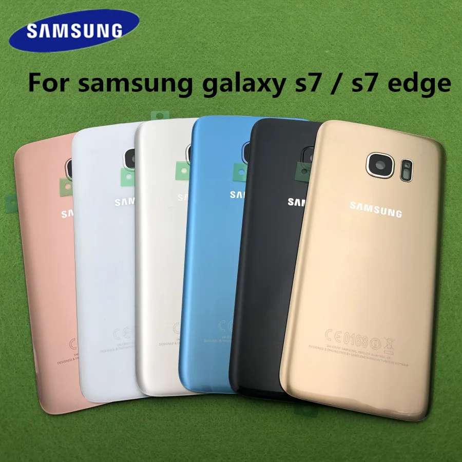 

Original For Samsung Galaxy S7 G930F S7 Edge G935F Battery Back Cover Door Housing Replacement + rear Camera Glass Lens Frame