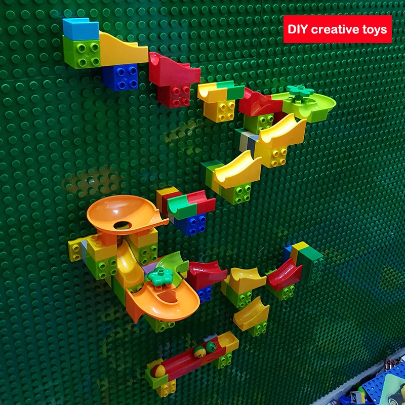 

Creative Building Block Wall Base Plates Marble Race Run Construction Toys Compatible LegoING Duplo Educational Toys For Kids