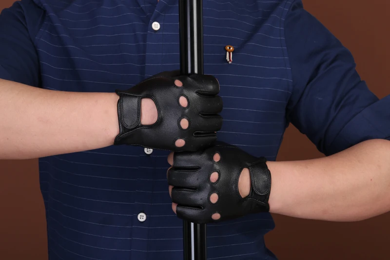 Svadilfari Модные мужские настоящие перчатки из оленьей кожи на запястье половинчатые перчатки для вождения для взрослых без пальцев из