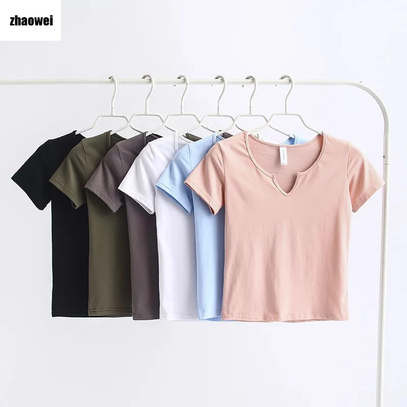 

2019 spring and summer new women's European and American style shirts V-neck short-sleeved T-shirt women sexy tops