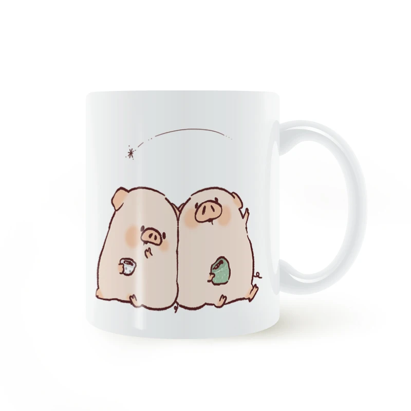 

Two Pig Mug Coffee Milk Ceramic Cup Creative DIY Gifts Home Decor Mugs 11oz T358