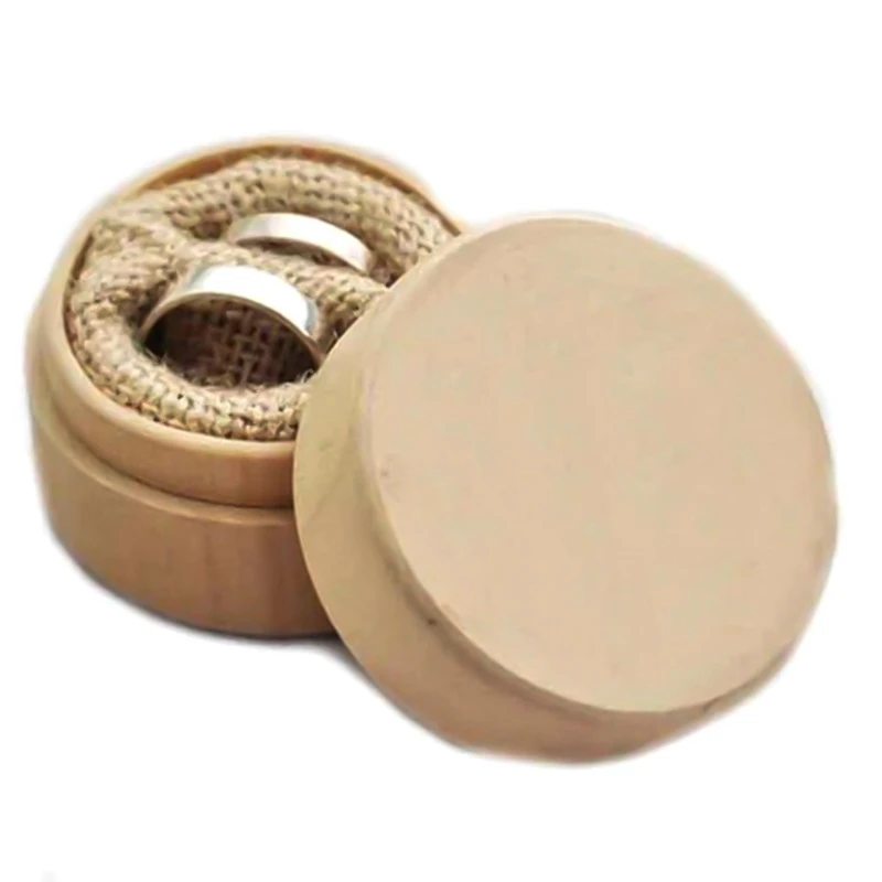 

Mini Round Pine Wood Ring Jewelry Trinket Soap Box Storage Container Gift Case
