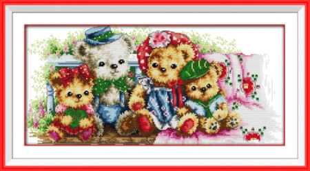 Oneroom плюшевый медведь семейная картина Счетный напечатанный на холсте DMC ткань 11CT 14CT Китайский Набор для вышивки крестом - Цвет: Nice Bear 11