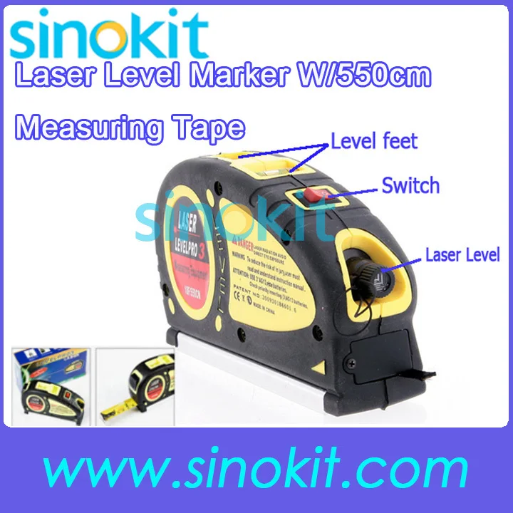 

Free Shipping Multifunctional Laser Levels W/550cm Measuring Tape 2 Horizontal Bubble LV05