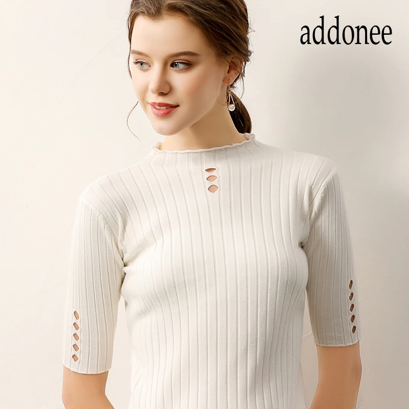 Spring Summer Autumn New Style Cashmere Fiber Women Lady Short Sweater Wild Solid Fashion Sexy Flexible Big Size O-Neck Cotton | Женская