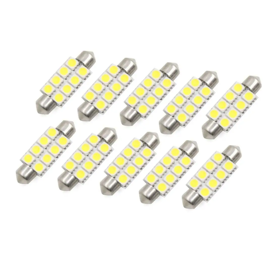 Uxcell 10 шт 40 мм теплый белый 8 5050 SMD LED гирлянда Купол Карта свет лампа для салона