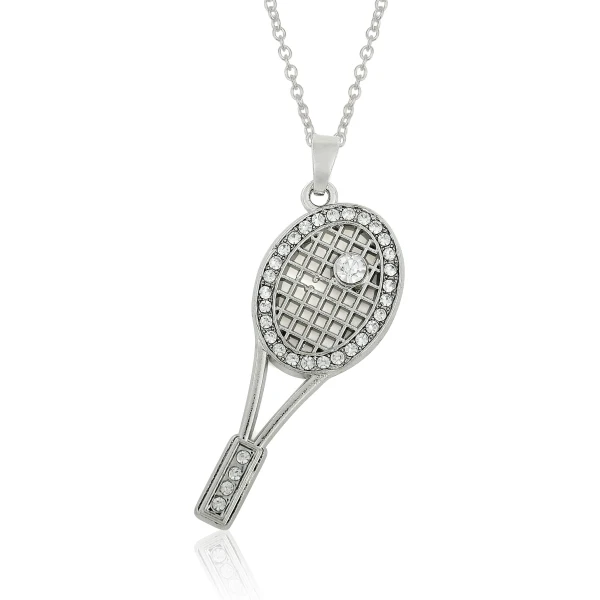 

my shape sports tennis racket crystal necklace