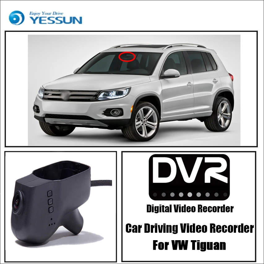YESSUN для Volkswagen Tiguan автомобильный видеорегистратор для вождения, видео рекордер, мини приложение для управления, Wifi камера, FHD 1080 P, регистратор, видеорегистратор