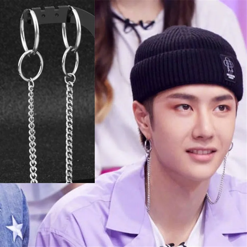 KPOP DNA Корейская звезда V 1 пара новая мода 58 см длинные сережки шпильки Bangtan Boys Stud