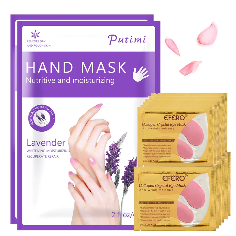 

Eye Mask Crystal Collagen Eye Patches for Eyes Care Anti-puffiness Eye Pads Paraffin Wax Exfoliating Mask for Hands Care Gloves