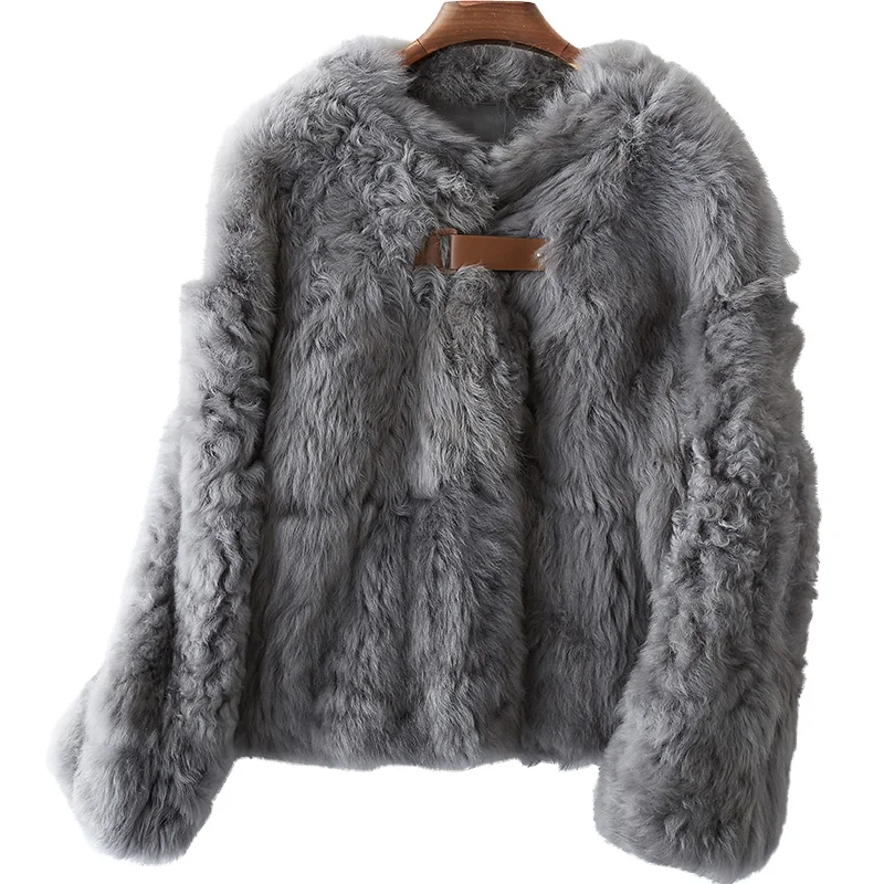 

Real Fur Coat Autumn Winter Coat Women Clothes 2018 Korean Wool Jacket Slim Vintage Casual Manteau Femme Hiver Women Tops ZT1115