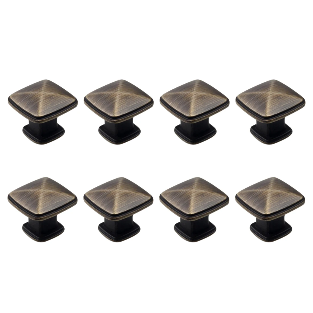 

8 Pcs Set Modern Simple American Single Port Cabinet Handle High-end Drawer Wardrobe Coffee Bronze Doorknob - As Shown