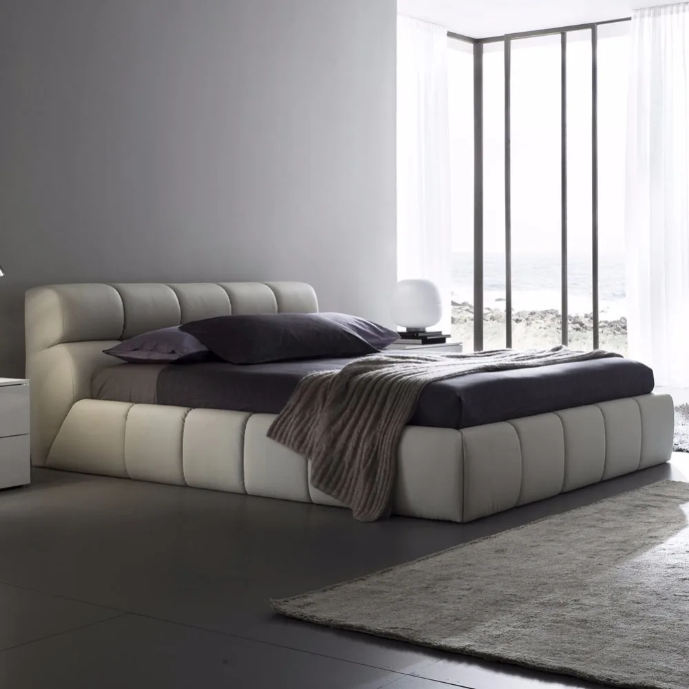 contemporary modern leather bed King size bedroom furniture Made in China