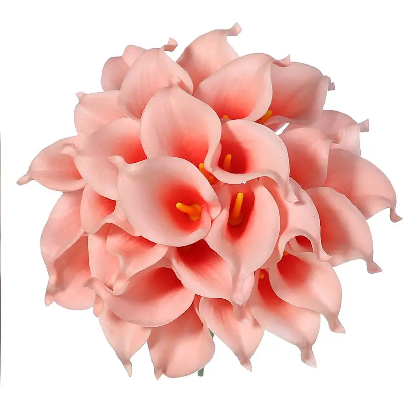Luyue 15 цветов 50 шт./лот искусственная Калла цветы домашний декор Настоящее прикосновение цветок лилии невесты свадебное оформление букета сад - Цвет: Coral pink