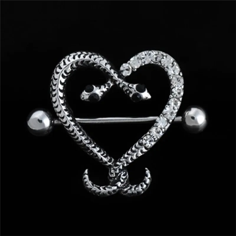 Imixlot 2 шт. нержавеющая сталь змея в форме сердца соски пирсинг панк ювелирные изделия