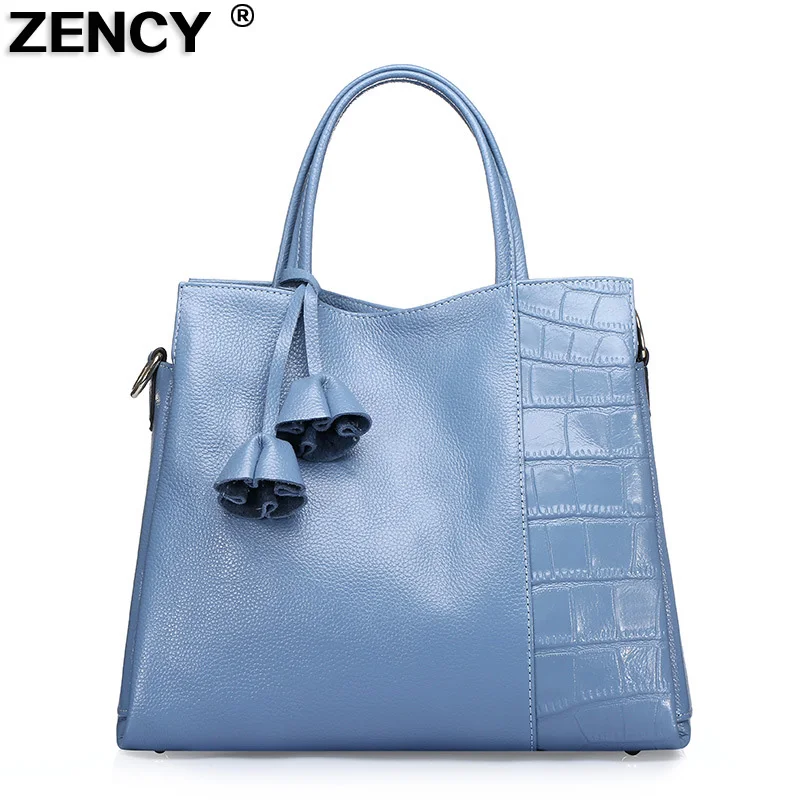 Известный бренд Zency, Сумки из натуральной коровьей кожи с цветочными кисточками и каменным узором, женские сумки из настоящей воловьей кожи, сумка-тоут, сумка-мессенджер