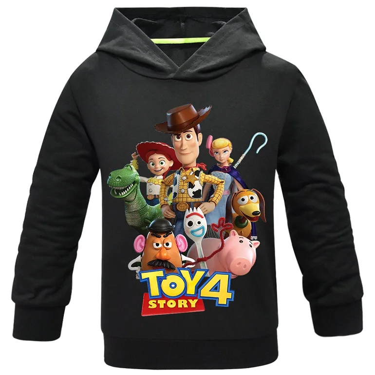 Детские худи для малышей, мальчиков и девочек, спортивный костюм с длинными рукавами и принтом «Toy Story 4 family», детская одежда, милый свитшот на молнии - Цвет: black hoodie
