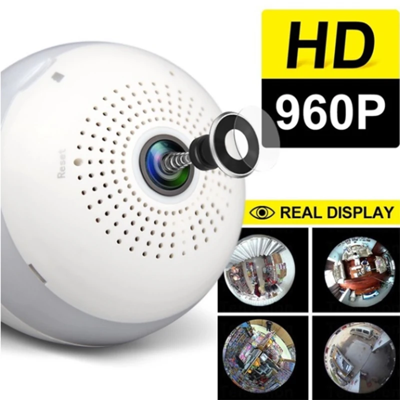 960p wifi Panoramic 360 degree camera Wireless IP Light bulb mini Camera 3D VR Security Nanny Night Vision secret hidden TFcard