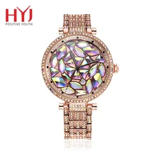 2016 marque Diamant or rose femmes strass montre en acier de la mode féminine femmes quartz bling robe montre pour dames bracelet h624
