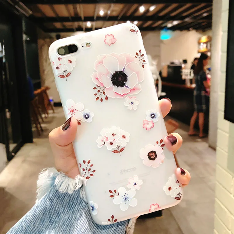KIP7P1152B_1_Flowers Pattern Soft TPU Case for iPhone 7 Plus