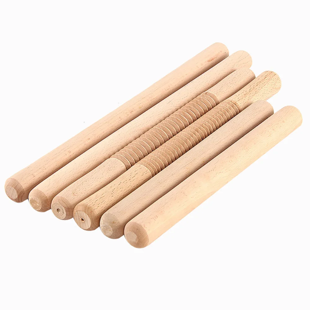 

Kitchen Solid Natural Wood Rolling Pin Pressing Stick Baking Cookies Noodle Biscuit Fondant Cake Dough Engraved Roller