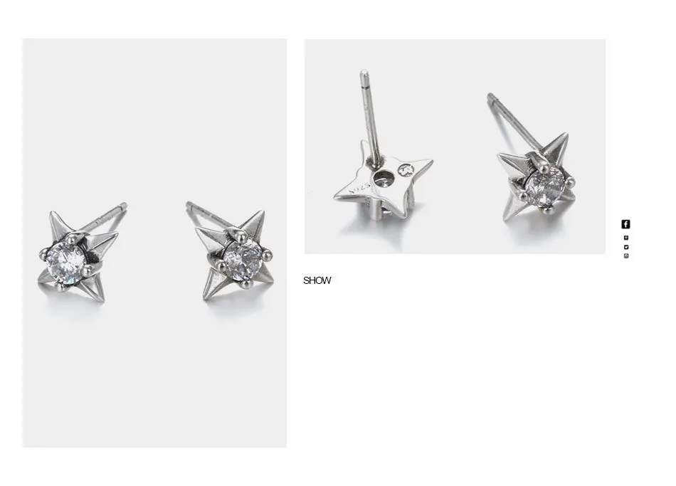T07-925-Sterling-Silver-White-Zircon-Earrings-Prevent-Allergy-Cross-Earrings-Unisex-2018-New-Arrival-Best-Gifts