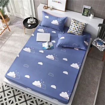 

HOME 1PCS Cloud Mattress Cover Fitted Sheets On Elastic Band Rubber Sheet Bed Linen Nordic Corners Double Size Fitted Sheet 47
