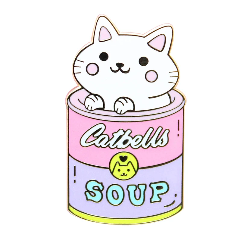 Catbells брошь в виде супа foodie значок с изображением кота Симпатичные пастельные