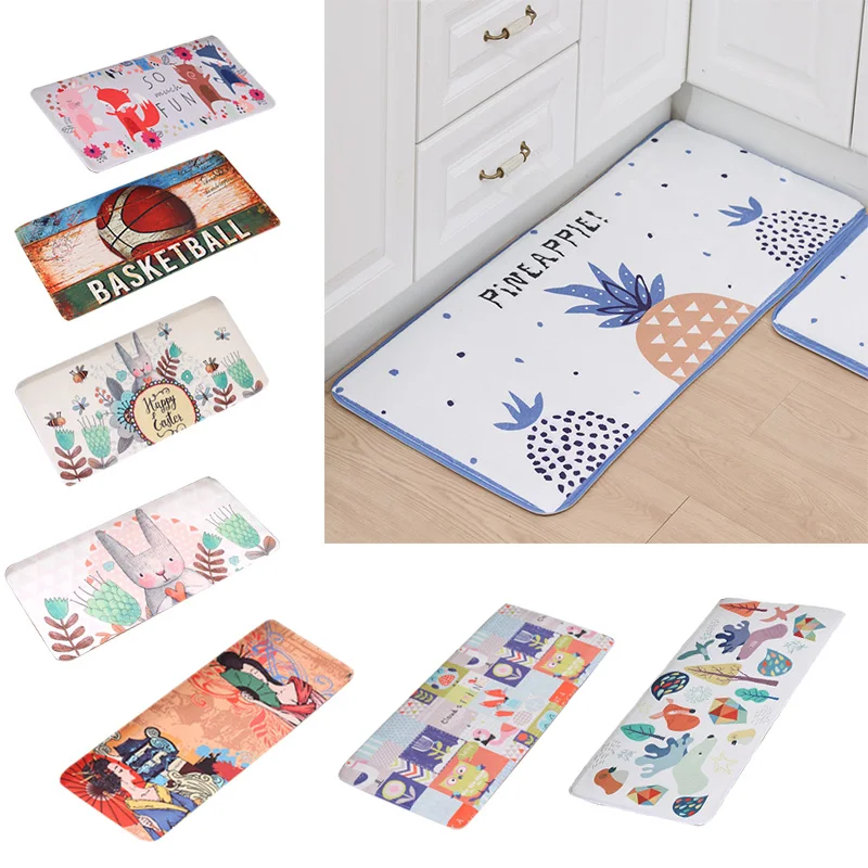 

YIGENG Cartoon Flannel Carpet for Kitchen Parlor Machine washable Anti-slip Rug for Printing Patterns Doormat
