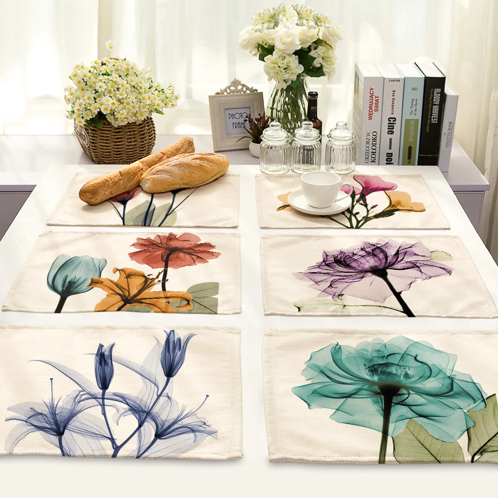 Chinese style Placemat Table Mat flower Painted For Tables Heat-insulation Linen Kitchen Dining Pads MP0017 | Дом и сад