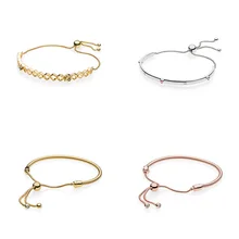 4 стиля, 925 пробы, серебряные амулеты, базовые браслеты для женщин, регулируемая длина, Круглый бисер, основная цепочка для самодельных бусин, Шарм