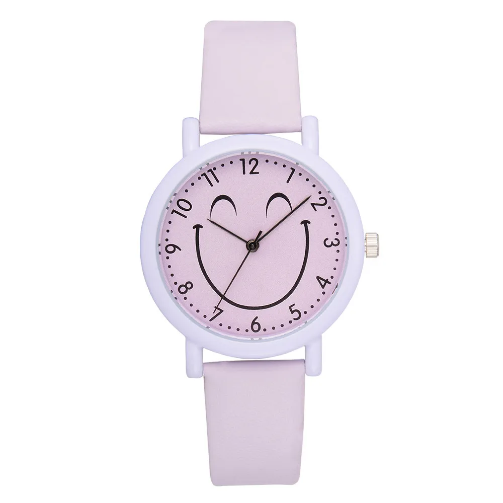Горячие новые женские часы модные роскошные улыбка девушка подростка наручные часы прекрасные удобные детские часы Relogio Masculino часы - Цвет: Purple