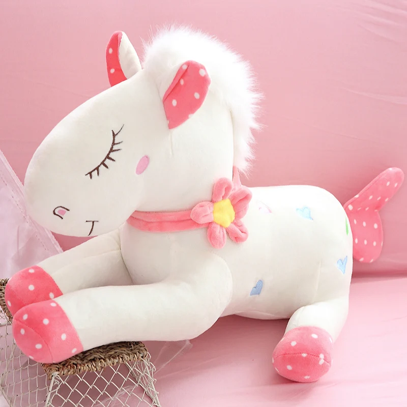 55 см Новинка kawaii плюшевая игрушка лошадь мягкая лошадь мягкие плюшевые игрушки милые подушки для девочек подарки на Рождество - Цвет: pink sitting