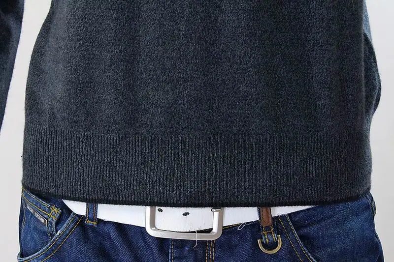 Чистый кашемировый свитер для мужчин Зимний пуловер однотонный темно-серый повседневный Высококачественная натуральная ткань Распродажа запасов