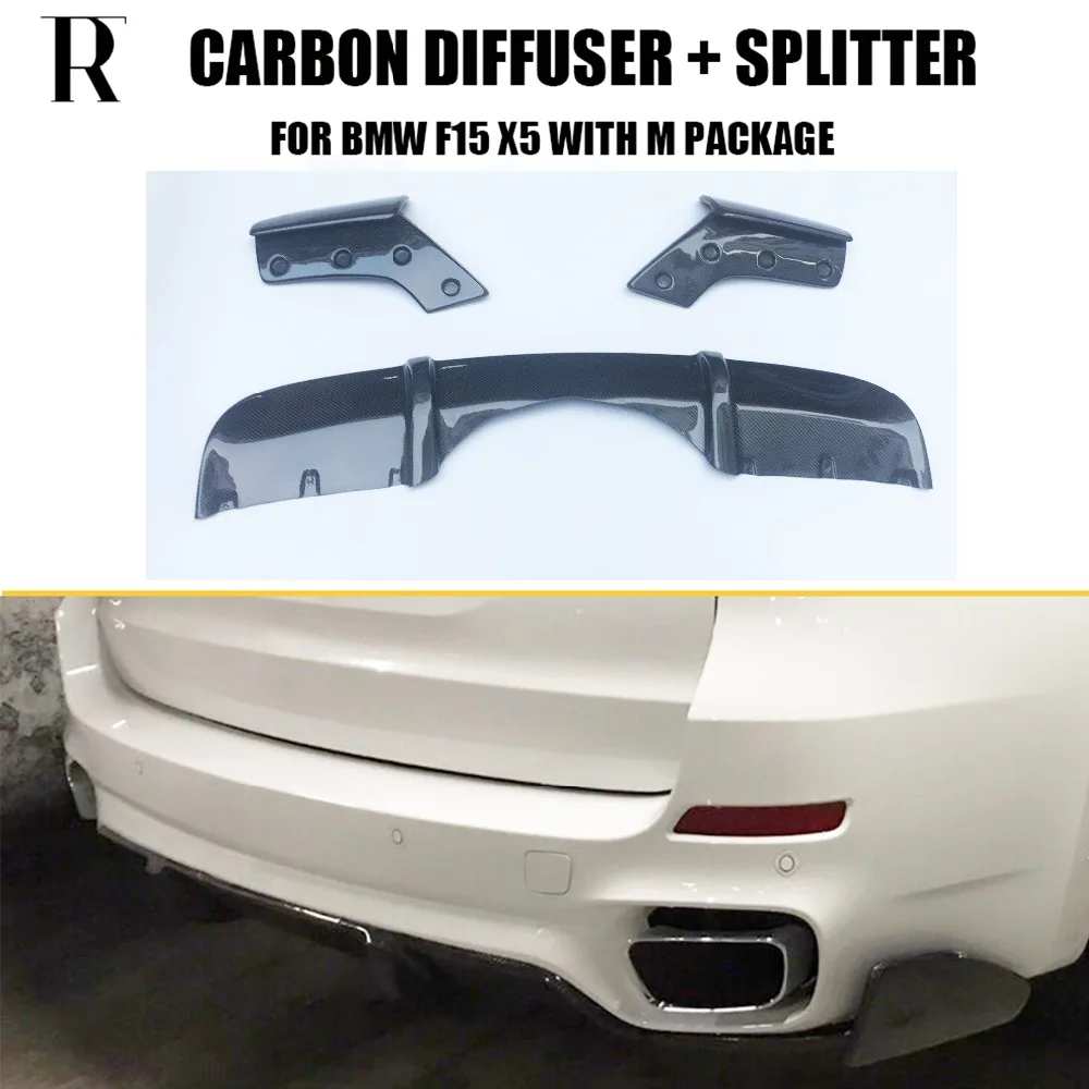

F15 X5 Carbon Fiber Rear Bumper Diffuser with Splitter Apron for BMW F15 X5 M-tech M-sport Bumper Only 2014 UP