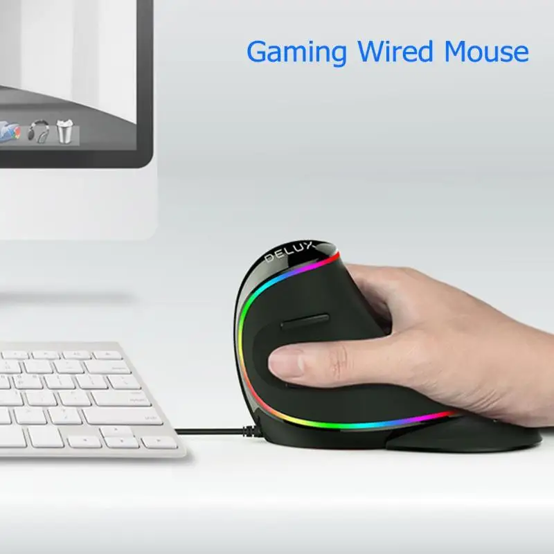 

1set M618 PLUS 4000 DPI Optical RGB Right Hand Vertical Gaming Wired Mouse Low Voltage Alarm Anti-skid and Anti-sweat Accessorie
