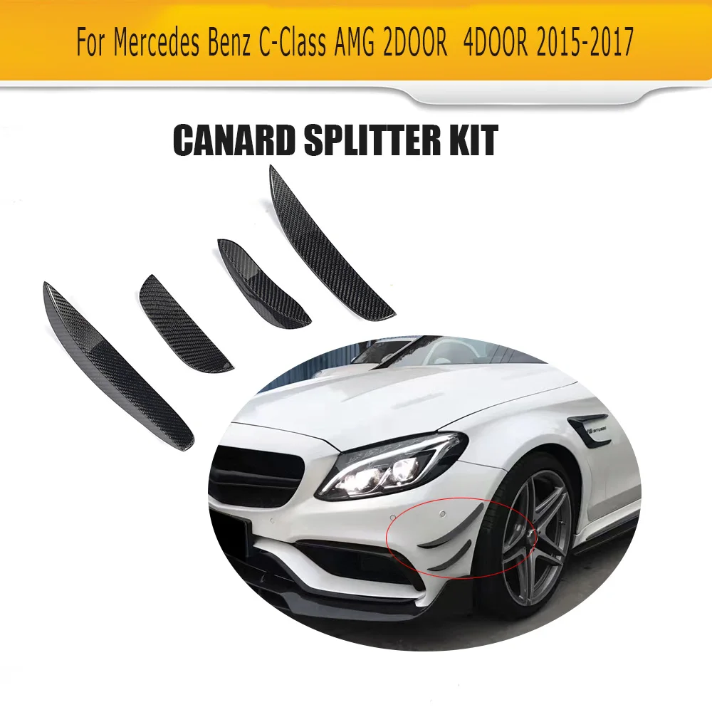 4 шт. плавники из углеродного волокна для переднего бампера Mercedes Benz W205 C63 AMG 2015 2016