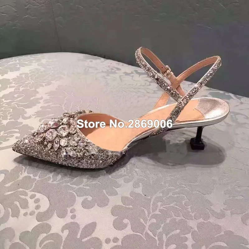 Bling Glitter Rhinestones Embellished High Heels Pointed Toe Stiletto