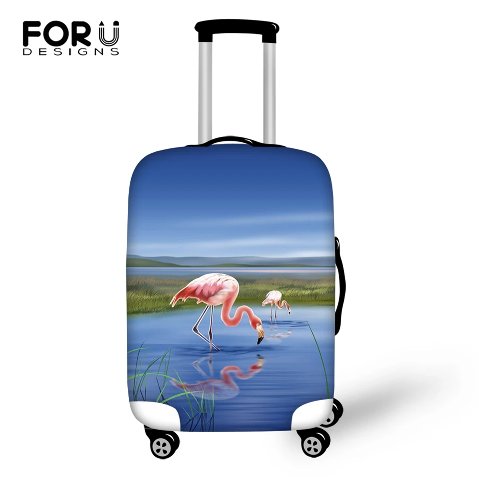 FORUDESIGNS Cartoon Luggage Cover Arts Painting Flamingos Pattern Travel Accessories Only Cover Fashion Design Suitcase Cover