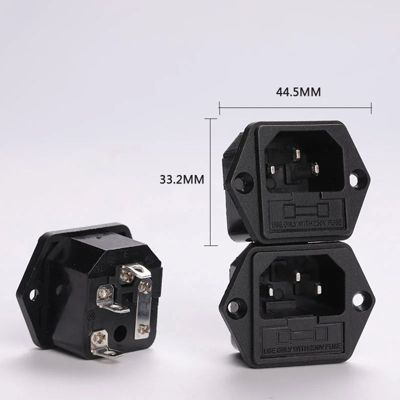The Longest Side Of The Connector Is About 44.5mm Wide 33.2mm AC Power Socket High Power 15A / 250V Flat Foot With Ear Connector