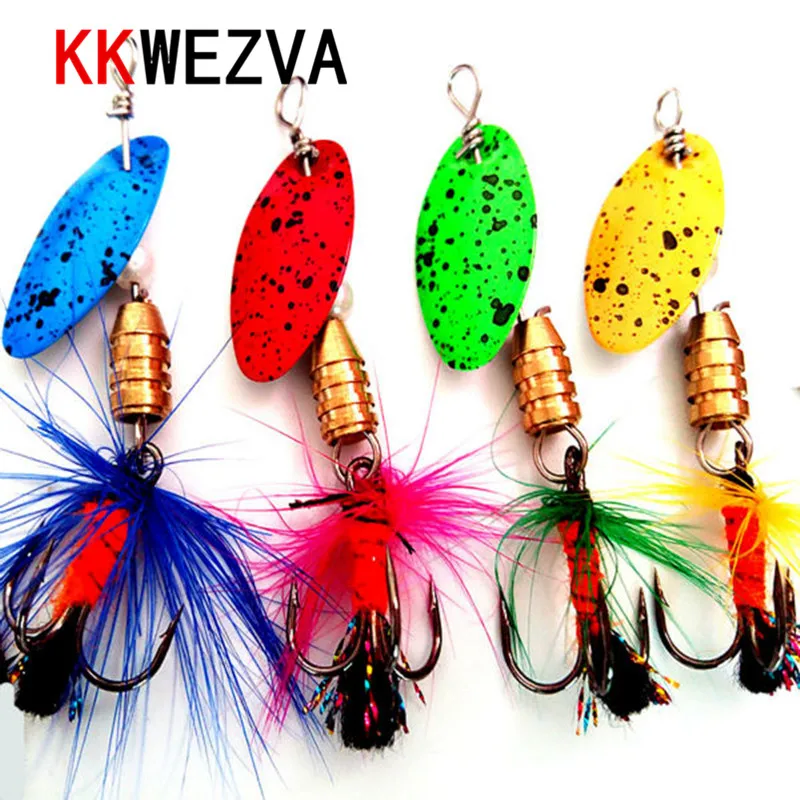 NEW STYLE small 4pcs 2.4g 5cm spinner bait fishing lure spoons Fresh Shallow Water Bass Walleye Minnow Fishing Tackle 220