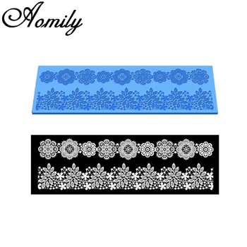 

Aomily 40x12.7cm Lace Flower Wedding Cake Silicone Beautiful Flower Lace Fondant Mold Mousse Sugar Craft Icing Mat Pastry Tool