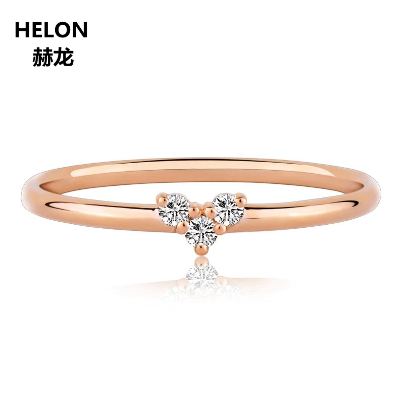 

0.04ct SI/H Full Cut Natural Diamonds Ring Solid 14k Rose Gold Engagement Wedding Ring Fine Jewelry