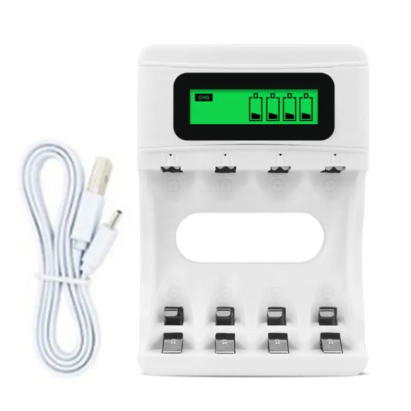 

LCD Capacity Display Smart Individual Four Slots AA AAA Rechargeable Battery USB Charger 300mA Standard Current