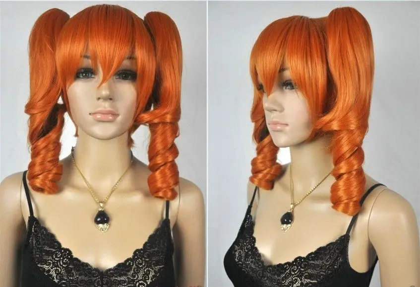 

Fashion Medium Orange Curly Pigtail Ponytail Cosplay Women's Lady Hair Wig