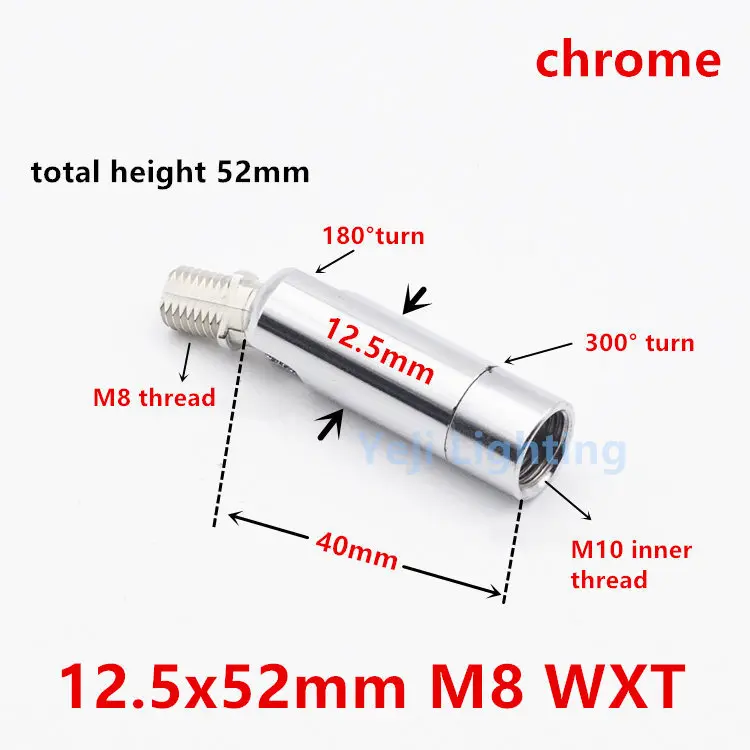 Универсальная головка M10 M8 внутренняя резьба наружные зубы потолок Роза навес адаптер лампа базовый разъем железная обшивка освещения фитинги - Цвет: 12.5X52 M8 chrome