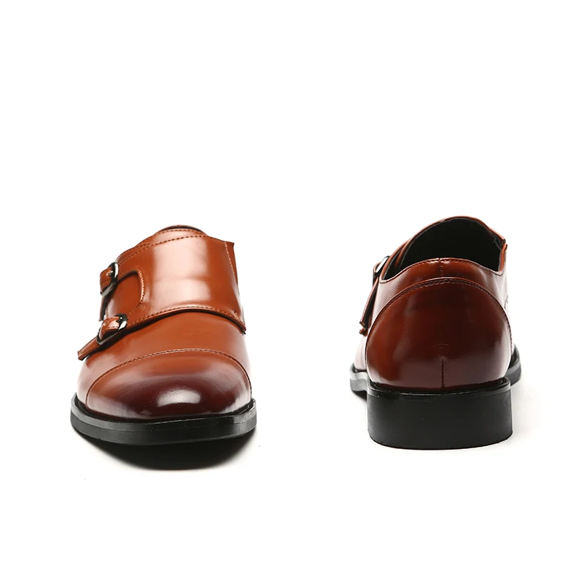 VRYHEID/брендовые роскошные кожаные мужские туфли-оксфорды мужские модельные туфли с острым носком и двойной пряжкой, мужские свадебные туфли большие размеры 37-48