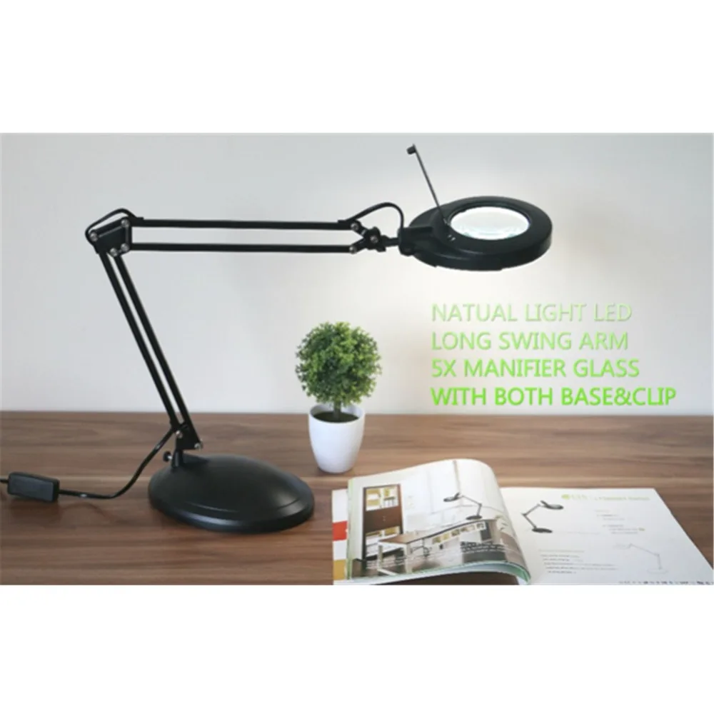 comprar Lupa Lupa Len LED SMD Base de Braçadeira de Desktop Tarefa Do Braço Do Balanço de Mesa Clip on Da Lâmpada de Iluminação de Leitura Passatempo trabalhos artesanais