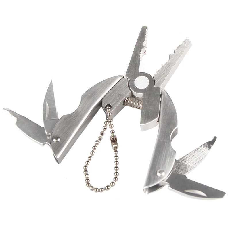 Portable Multifunction Stainless Steel Folding Plier Foldaway Knife Keychain Screwdriver 21-39