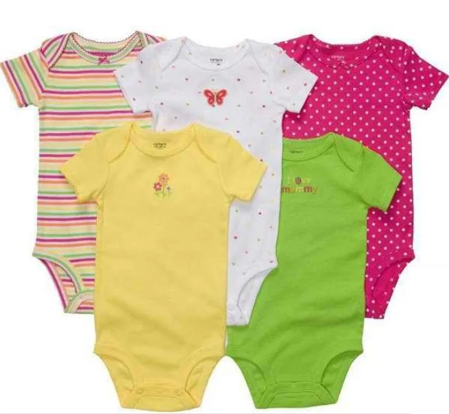 Розничная, детские комбинезоны детская одежда новорожденный короткий рукав пижама боди для малышей, 5 шт./лот